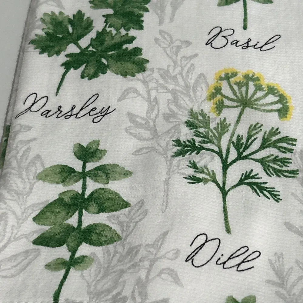 Lot of 6 Cotton Dish Kitchen Towels Seasonal Herbs Holiday Easter Floral